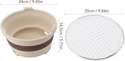 Clay Charcoal Stove, Portable Barbecue Stove Ceramic Carbon Mud Soil Stove Old Fashioned Tabletop Grill Multifunctional Chinese Clay Tea Stove with Wire Mesh Grill for Home Picnic