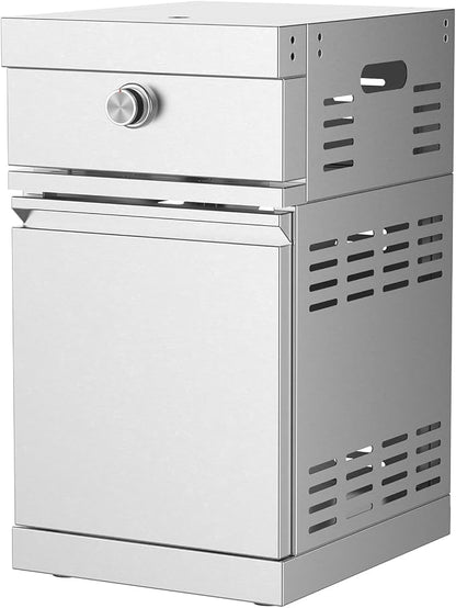 11600 BTU Infrared Side Burner Module for Modular Outdoor Kitchen, Stainless Steel Propane Auxiliary Cooktop with Single Door Storage, for Backyard Grill Island Party - LPG