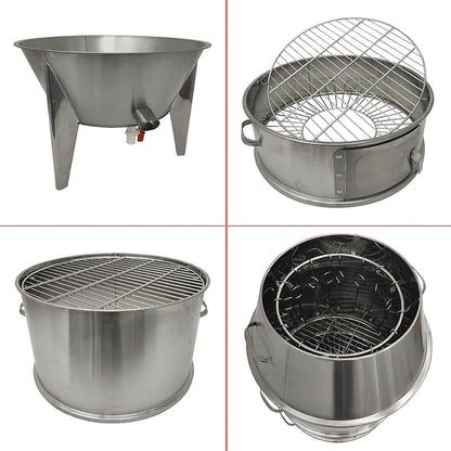 Commercial 410 Stainless Steel Charcoal Roast Duck Oven, 23.6x23.6x53 Inch BBQ Roaster with 15 Hooks & 20 Tail Pins, Multifunctional Grill for Chicken, Fish, Outdoor Picnic
