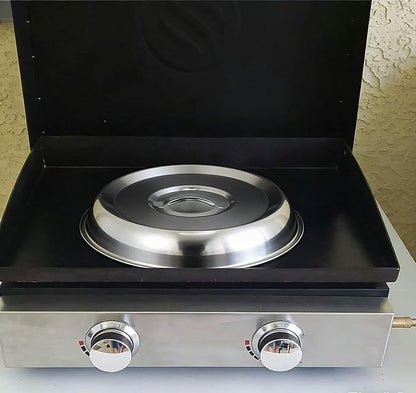 2Pcs Cheese Melting Dome Round Stainless Steel Basting Cover Wok Lids Griddle Grill Accessories for Kitchen Cooking Flat Top BBQ Indoor Outdoor Dishwasher Safe Heavy Duty