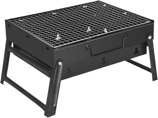 Portable Charcoal Grill with Grate 13.8x10.6x7.9'' Thickened Charcoal Grill Even Burning Foldable BBQ with Handle Perfect for On-the-Go Barbecue of 1-3, Small
