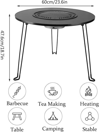 Charcoal Grill Removable with Grill Handle Tabletop BBQ Braze with Foldable Removable Table Legs, Table Grill, Garden Parties & Outdoor BBQ, Easy to Assemble and Clean(Black B)