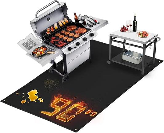 TOHONFOO 90 x 48 in Extra Large Grill Mat for Outdoor Grill - Grilling Mats for Outdoor Grill to Protect the Deck, Patio, Pavers - Easy to Clean BBQ Mats - 1mm
