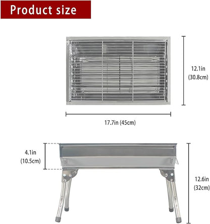 Portable Stainless Steel Grill, Home Charcoal Grill and Outdoor Folding Grill, Perfect for Traveling, Outdoor Cooking and BBQ, Camping, Picnics.