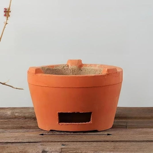Chaozhou rare red clay charcoal stove tea set Kung fu tea stove ancient craft outdoor heating oven barbecue oven extra large pottery oven (Red clay Large 21CM)