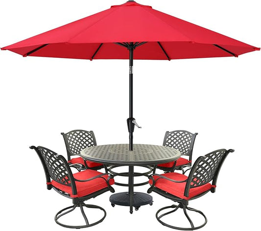 MASTERCANOPY 10ft Patio Umbrella with Tilt & Crank, Red | 8 sturdy ribs;UV/water resistant;Vent;easy setup;for garden/deck/backyard/pool