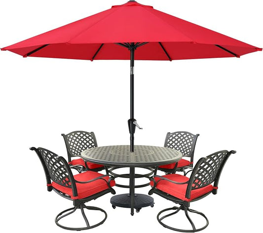 MASTERCANOPY 9ft Patio Umbrella with Tilt & Crank, Red | 8 sturdy ribs;UV/water resistant;Vent;easy setup;for garden/deck/backyard/pool
