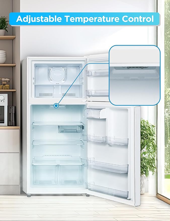 Commercial Cool 20 Cu. Ft. Top Mount Refrigerator with Freezer, 2-Door Refrigerator with Top Freezer and Adjustable Temperature Control, Ice Maker Ready, Energy Star Certified, White | 2-Door Refrigerator with Top Freezer, Adjustable Temperature Contro...