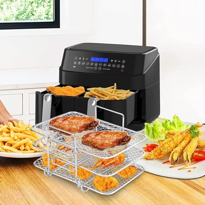 3 Layer Baking net Air Fryer Rack fit for 304 Stainless Steel Multi Layer Dehydrator Rack Toast Rack Accessories Crisp Lid Air Fryer 4.2qt Above