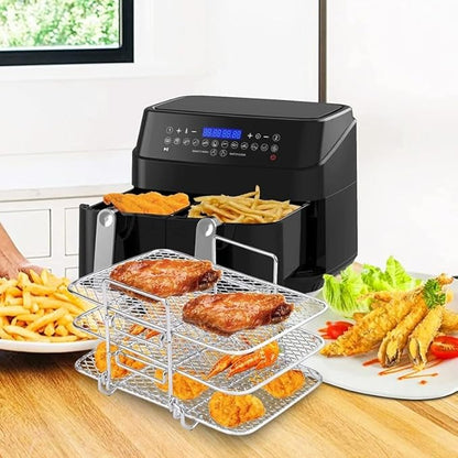 3 Layer Baking net Air Fryer Rack fit for 304 Stainless Steel Multi Layer Dehydrator Rack Toast Rack Accessories Crisp Lid Air Fryer 4.2qt Above