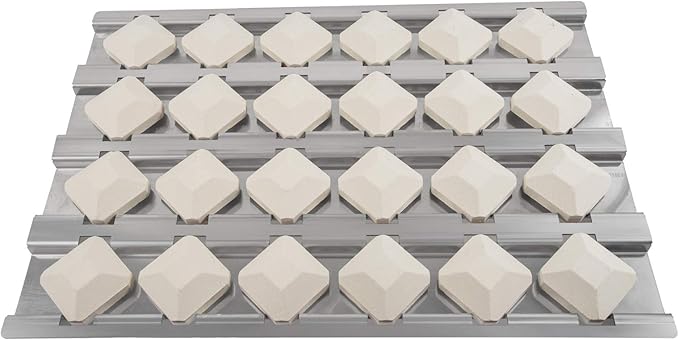 BBQ Future Stainless Steel Heat Plate Flame Tamer with 24pcs Ceramic Briquettes Compatible Alfresco ALX2-30, ALX2-42, ALX2-56 Series Gas Grills