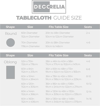 Decorelia Waterproof Round Tablecloth for Round Dining Table, Decorative Rustic Soft Wipeable Table Cloths Cover Indoor Outdoor Use for Holiday,Wedding, Kitchen (70 Inch,Round (4-6 Seats),Cool Grey)