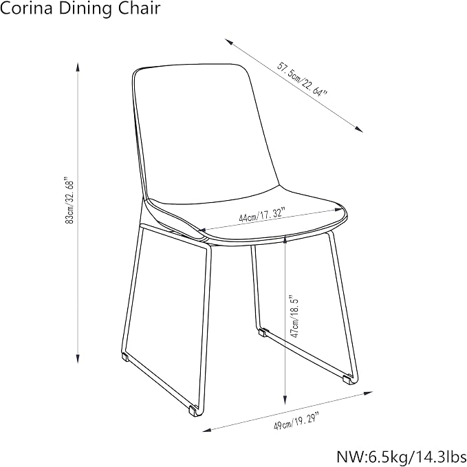 SIMPLIHOME Hayley Vegan Leather Dining Chairs in Cream (Set of 2) | Modern minimalist dining chairs with a metal sled base and a cushioned seat; kitchen or side chairs.