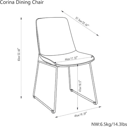 SIMPLIHOME Hayley Vegan Leather Dining Chairs in Cream (Set of 2) | Modern minimalist dining chairs with a metal sled base and a cushioned seat; kitchen or side chairs.