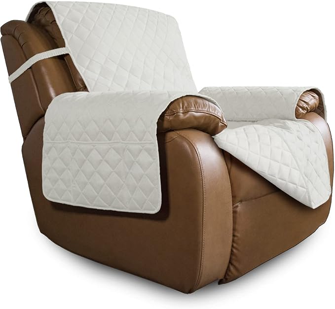 Easy-Going Reversible Couch Cover, Oversized Recliner, Ivory/Ivory | Machine Washable Slipcover For Dogs, Water Resistant Furniture Mat For Living Room, Non-Slip Sofa Cover, Pet Friendly