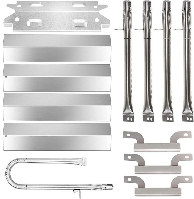 Criditpid Grill Replacement Parts for Brinkman 810-3660-S, 810-3661-F Models. Stainless Steel Grill Heat Plate Shields, Pipe Burner Tubes and Crossover Tubes.