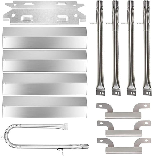 Criditpid Grill Replacement Parts for Brinkman 810-3660-S, 810-3661-F Models. Stainless Steel Grill Heat Plate Shields, Pipe Burner Tubes and Crossover Tubes.
