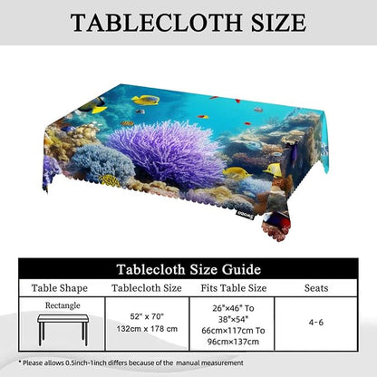 Swono Underwater World Tablecloths Tropical Coral Reefs Jellyfish Kitchen Dinning Tabletop Decoration, Polyester Table Cover for Indoor Outdoor 50x72 Inch Tablecloth