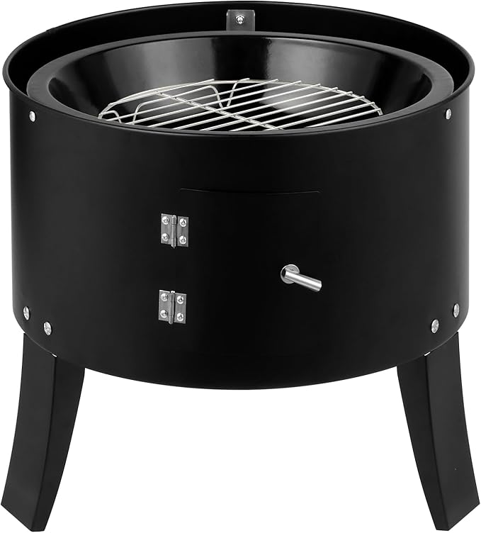 Portable Charcoal Smoker Grill, 31x16x19 Inch Iron BBQ Grill with Built-in Thermometer, Adjustable Air Outlet, Multi-Function Outdoor Barbecue Grill for Camping Backyard Party Beach