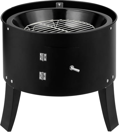 Portable Charcoal Smoker Grill, 31x16x19 Inch Iron BBQ Grill with Built-in Thermometer, Adjustable Air Outlet, Multi-Function Outdoor Barbecue Grill for Camping Backyard Party Beach