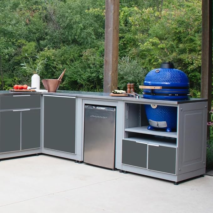 Blue Sky Outdoor Living, OKC3024GKDG, 30-Inch Kamado Grill Cabinet, Heavy-Duty Slate Gray Galvanized Steel Outdoor Kitchen Base, Weather-Resistant Storage