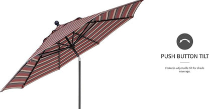 Treasure Garden Octagonal 9 ft Patio Umbrella - Outdoor Furniture Table Umbrella – Push-Button Tilt – Bronze Aluminum Frame (Obravia2, Aqua)
