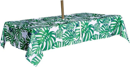 EHouseHome Outdoor Indoor 60x84 inch Rectangle Tablecloth with Umbrella Hole and Zipper, Waterproof Zippered Patio Cloths, Spring/Summer Table Covers for Backyard Circular Table/BBQs/Picnic