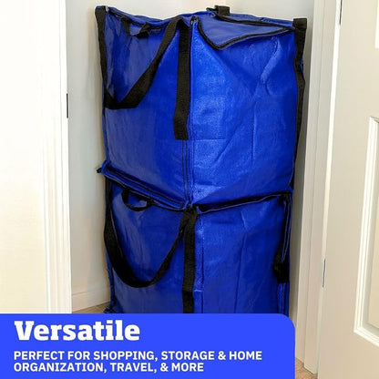 DURASACK 22-Gallon Zipper Top Heavy Duty Storage Tote Bags, Single, Blue | Rugged Woven Polypropylene Moving Bag, Reusable Self-Standing Design, Holds up to 500 Pounds