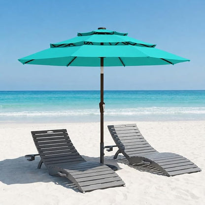 10ft Patio Umbrella, 3 Tier Outdoor Market Table Umbrellas with 8 Fiberglass Ribs and Push Button Tilt, Windproof, Vented Canopy, UV Protection for Deck, Pool, Backyard