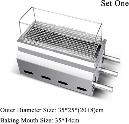Small Barbecue Grill, Smokeless Warm String Grill, Home Thickened Stainless Steel Charcoal Grill, Portable for Outdoor Picnics, Family Gatherings, Camping, Desktop, Travel, Backpacking