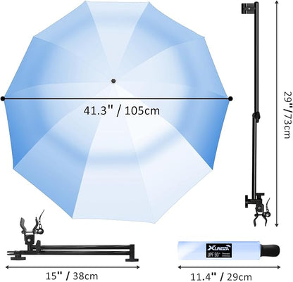 XLINGZA UPF 50+ Beach Umbrella with Adjustable Universal Clamp