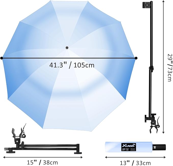 XLINGZA UPF 50+ Beach Umbrella with Adjustable Universal Clamp