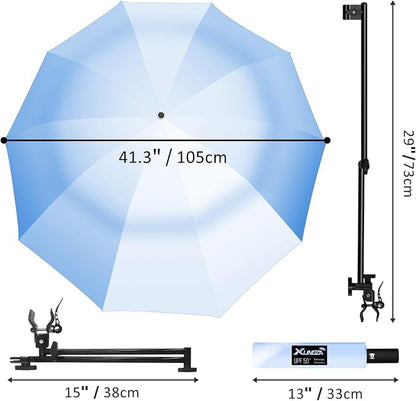 XLINGZA UPF 50+ Beach Umbrella with Adjustable Universal Clamp