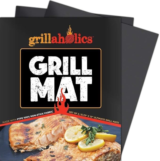 Grillaholics High Heat Resistant Grill Gloves + Vegetable Grilling Basket + Nonstick Grill Mat Bundle