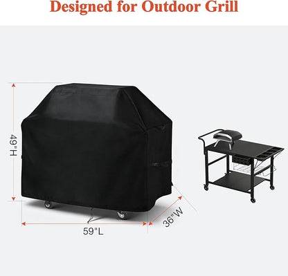 TheElves Grill Cover for Leteuke Pizza Oven Table, Outdoor Grill Cart Covers Waterproof Heavy Duty for Griddle Stand Pizza Oven Stand Prep Tables - 59" W x 36" D x 49" H