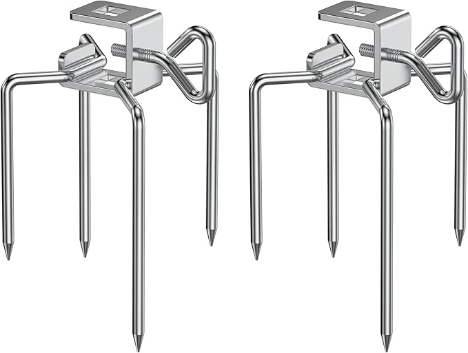 Onlyfire 6102 Stainless Steel Grill Rotisserie Forks(1-Pair)-Fits for Weber 3/8" and 5/16" Square Spit Rods
