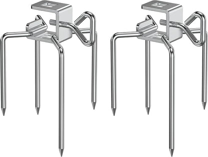 Onlyfire 6102 Stainless Steel Grill Rotisserie Forks(1-Pair)-Fits for Weber 3/8" and 5/16" Square Spit Rods