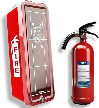 ISOP PVC Fire Extinguisher Cabinet Small for up to 5 lb - Fire Extinguisher Box - Outdoor or Indoor Emergency Extinguishers Storage Wall Mounted - Home Extinguishers Mounting Made of Plastic - PVC