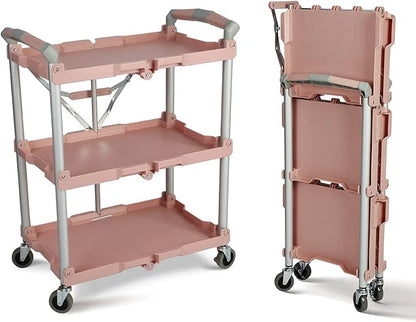 Olympia Tools 89-350 Pack-N-Roll Folding Collapsible Service Cart, 150LB Capacity, Rose