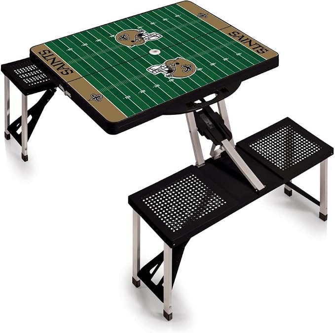 Picnic TIME NFL Football Field Folding Picnic Table, Camping Table, Outdoor Table with Umbrella Hole