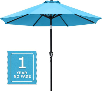 MASTERCANOPY 10ft Patio Umbrella with Tilt & Crank, Turquoise | 8 Sturdy Ribs, Vented Top, UV & Water Resistance, Quick Setup – Perfect for Garden, Deck, Backyard, Pool