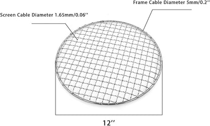 Multi-Purpose Barbecue Net,BBQ Net for Grilling,SUS304 BBQ Grill Mesh, Round Barbecue Wire Rack,BBQ Rack/Grate/Steam Mesh for Camping Charbroil Outdoor Barbeque Backyards