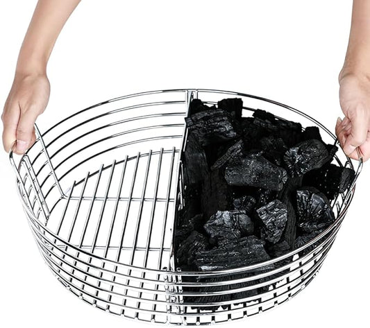 The Accessories for Big Green Egg XL, Ash Clean Tool Charcoal Basket for XLarge BGE, Replacement Parts for Big Green Egg XL, Stainless Steel (with Divider)