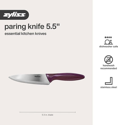 Zyliss Utility Knife with Sheath Cover - Precision Knife for Cutting & Slicing - Paring Knife for Meat, Fruits & Vegetables - Culinary Kitchen Knife - 5.5" Carbon Stainless Steel Blade - Purple