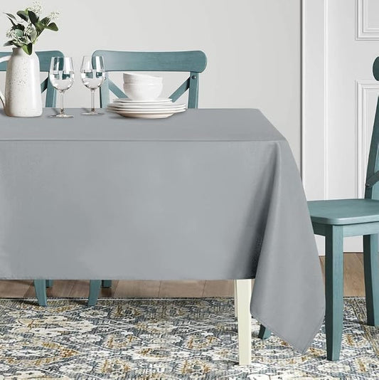sancua Rectangle Tablecloth - 70 x 108 Inch - Stain and Wrinkle Resistant Washable Polyester Table Cloth, Decorative Fabric Table Cover for Dining Tables, Buffet Parties and Camping, Silver Grey