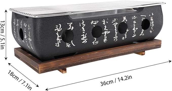 Semme Charcoal Hibachi Grill Japanese Grill Japanese Portable BBQ Stove Compact Charcoal Barbecue with Quick Heating for Camping Outdoor Cooking (XL)