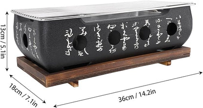 Semme Charcoal Hibachi Grill Japanese Grill Japanese Portable BBQ Stove Compact Charcoal Barbecue with Quick Heating for Camping Outdoor Cooking (XL)