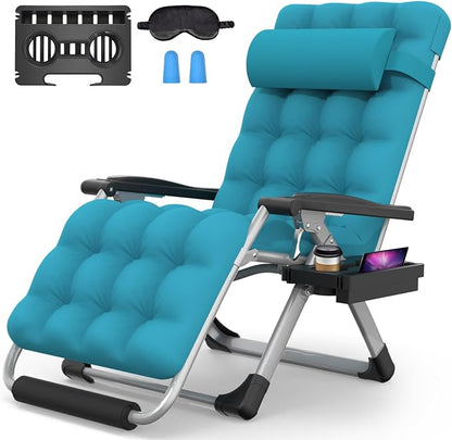 Suteck Oversized Zero Gravity Chair,29In XL Lounge Chairs | w/Removable Cushion&Headrest, Reclining Camping Chair w/Upgraded Lock and Footrest, Folding Patio Recliner for Indoor Outdoor