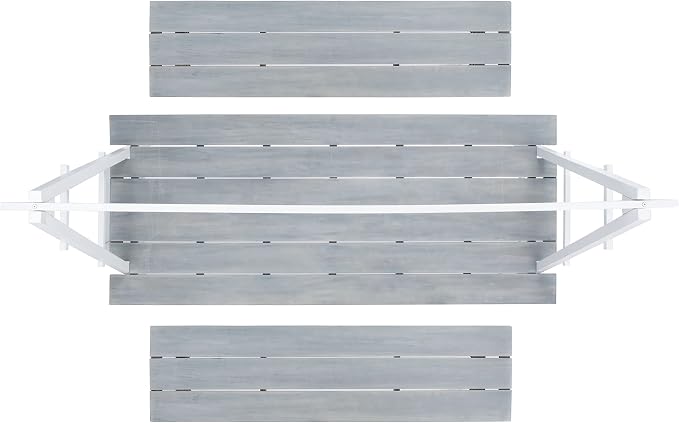 SAFAVIEH Outdoor Collection Willamy Ash Grey 3-Piece Dining Bench & Table Set
