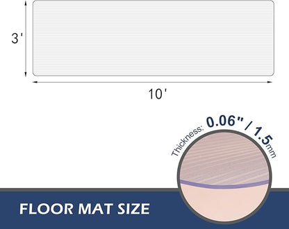 SALLOUS Vinyl Runner Rug, 3'x10' Waterproof Runner Mat for Hallway, Non-Slip Hard Floor Protector for Kitchen, Laundry, Living Room, Cutable Plastic Floor Mat for Outdoor and Indoor (Clear-Striped)